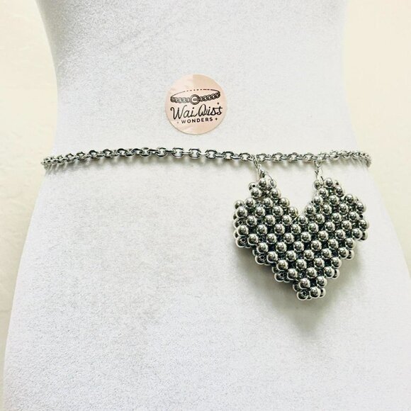 Silver heart bead waist chain belt - Picture 1 of 5